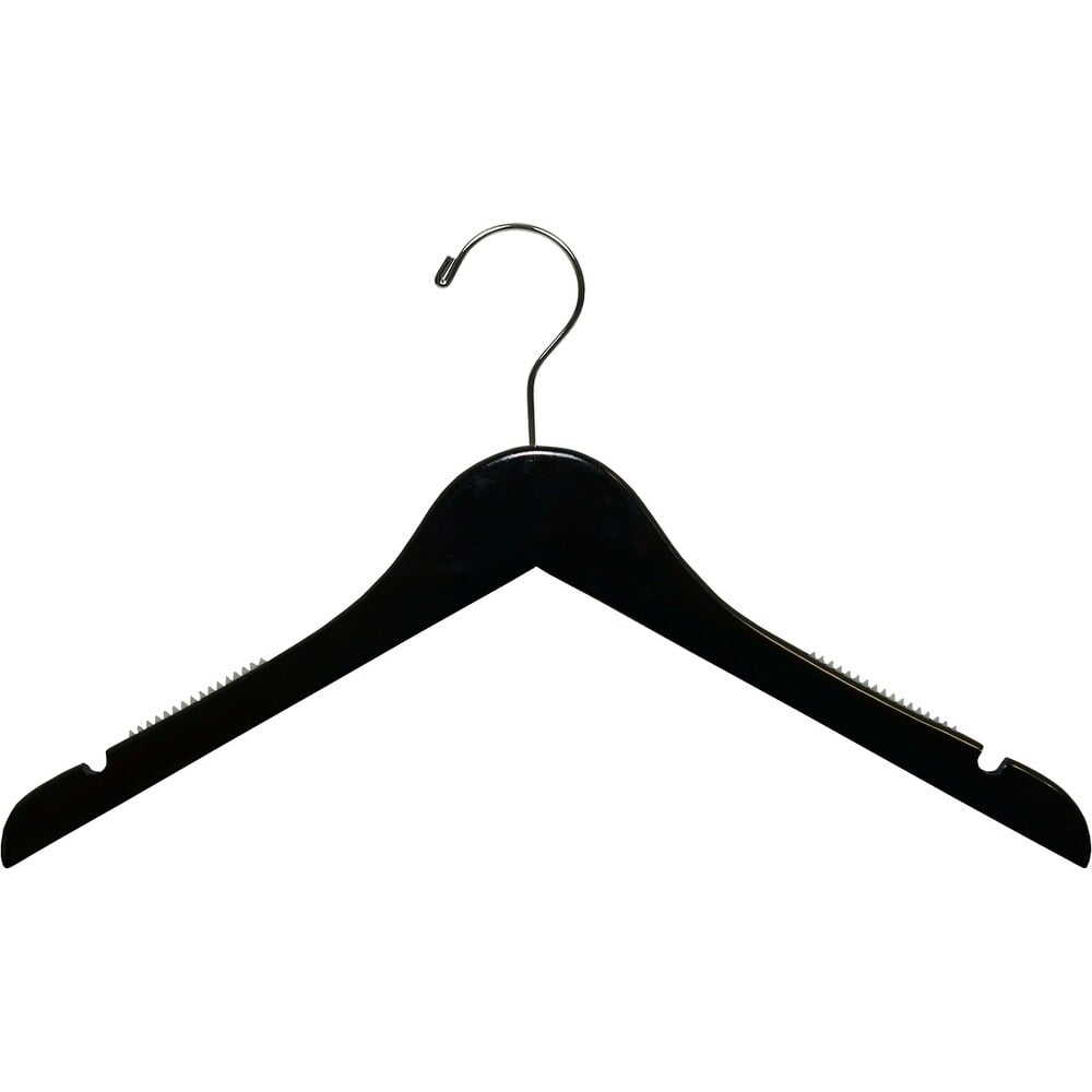 INTERNATIONAL HANGER 15 inch White Wood Top Hanger with Non-Slip Shoulder Grips, 100