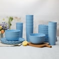 thumbnail image 2 of Mainstays 30-Piece Plastic Scalloped Dinnerware Bundle Set, Blue, 2 of 7