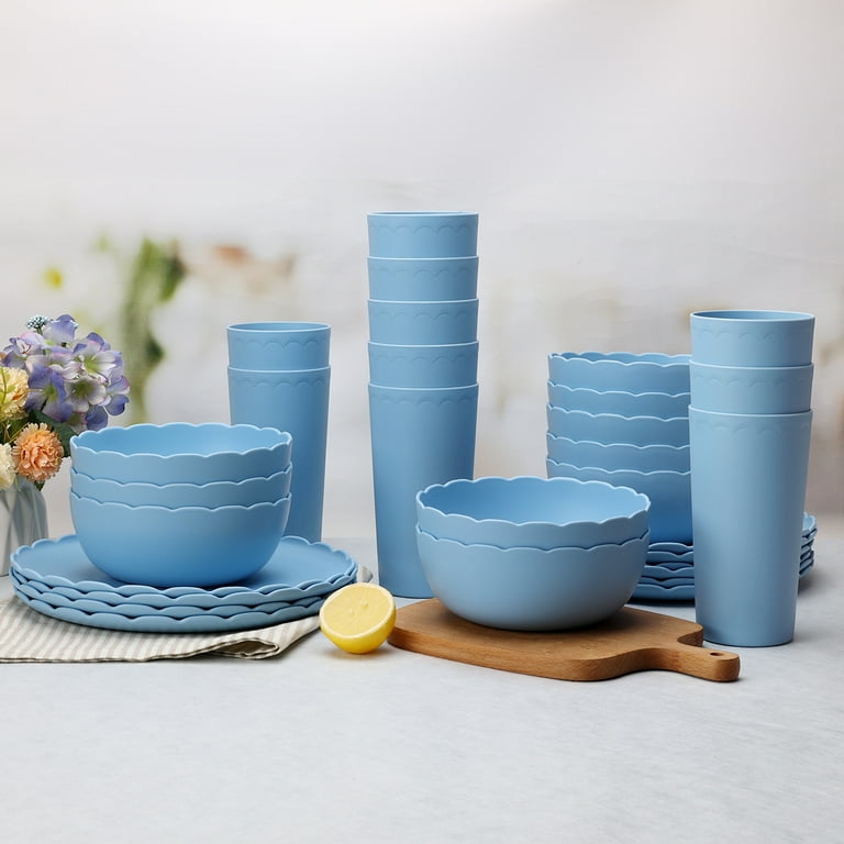 Plastic Dinnerware Target Dishes Blue Mainstays 30-Piece Plastic