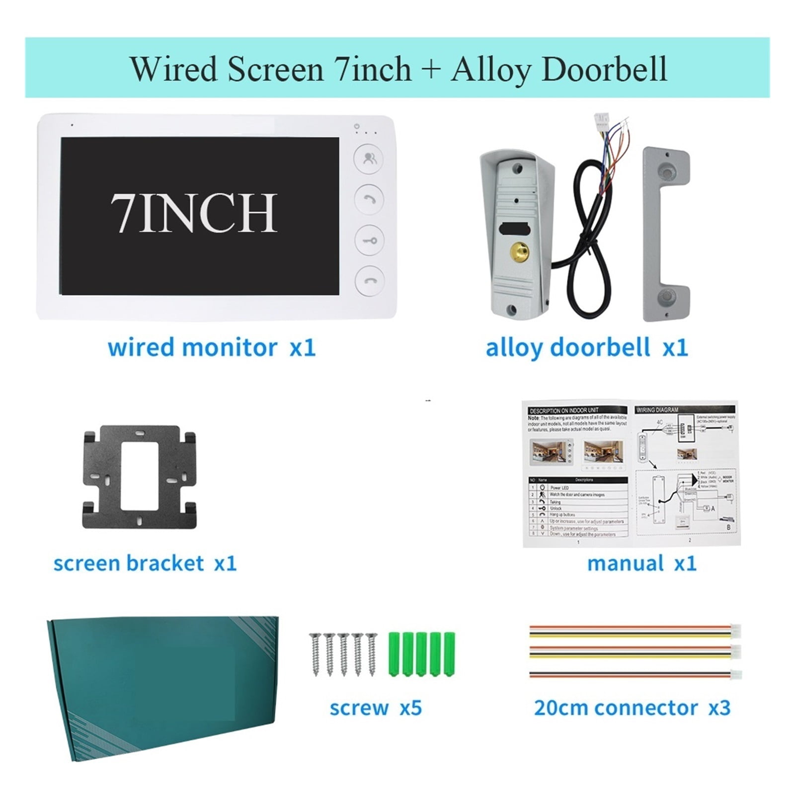 7 Inch Video Intercom System Outdoor Metal Doorbell Waterproof Cold Resistan Video Door Phone For Home Night Vision Lock Unlock ,Crystal-Clear 2K