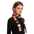 thumbnail image 2 of Krdevn Women Y2K Color Block Stripe Scarf, Mohair Knit Slim Neck Wrap, Fall Winter Decorative Narrow Scarves for Outfit, 2 of 4