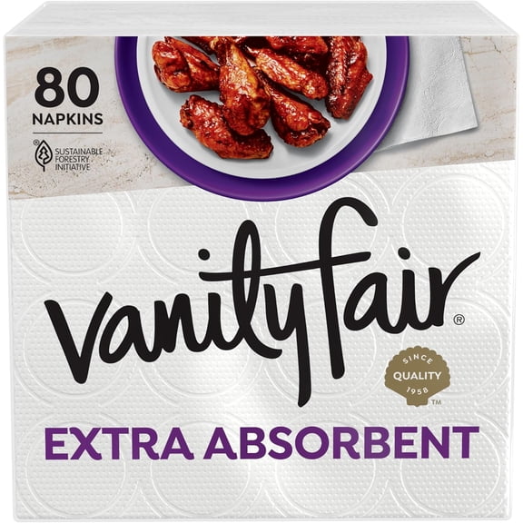 Extra Absorbent Premium Paper Napkins, 80 Count, Disposable Napkins Made Soft And Strong For Messy Meals And Everyday Use