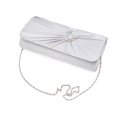 thumbnail image 2 of Premium Oval Rhinestone Pleated Satin Clutch Evening Bag Handbag, Silver, 2 of 5
