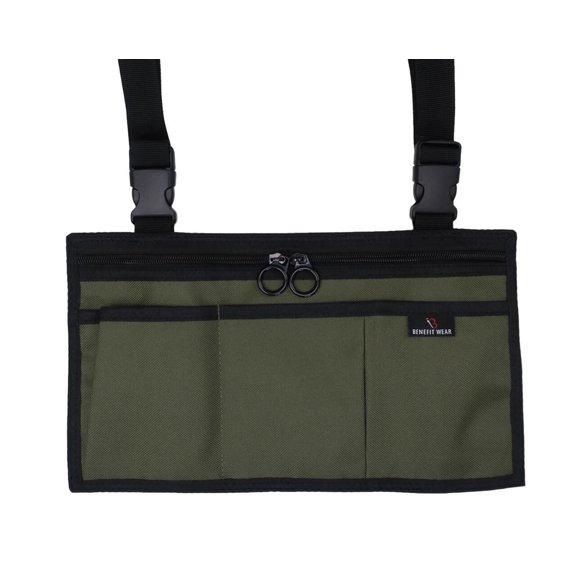 5 Pocket Side-Pack Wheelchair, Walker or Scooter Bag with Key Rings- Olive