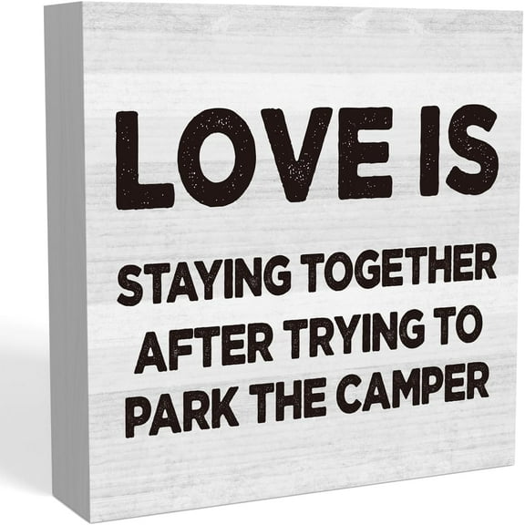 Zomyto 5"x5" Rustic Camper Decor Camping Rv Party Decorations Cute Wood Sign Farmhouse Camping Gifts Home Desk Shelf Accessories Decor for Women