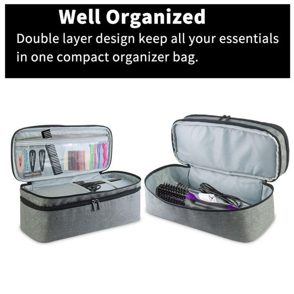 Double Layer Hair Dryer Bags Toiletry Bag Organizer Bag Large Makeup Case Dust Protection Bag for Bathroom Travel Home
