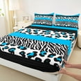thumbnail image 3 of Manfei Wildlife Leopard Zebra 3pcs Twin Sheet Sets for Female Men,Animal Print Patchwork Twin Fitted Sheet,Geometric Stripes Breathable Flat Sheet,Breathable Home Decor, 3 of 7