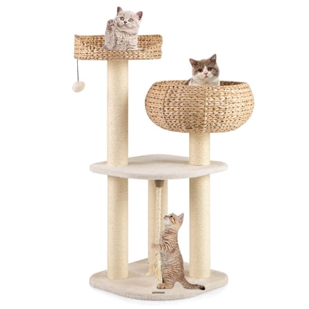 Infans 41" Hand-Made Cat Tree Tower Natural Bowl Shaped w/ 2 Perch