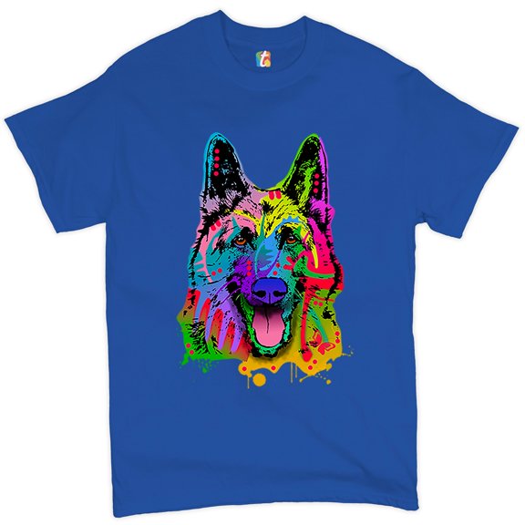 Tee Hunt Happy German Shepherd T-Shirt Andy Maxx Dog Men's Tee, Blue, Small