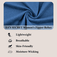 thumbnail image 6 of EA'S SECRET Women's Lightweight 100% Cotton Mid-Length Robe Zip Front Bathrobe 3/4 Sleeve Spa Kimono Robe Bridesmaid Bride Party Robes Sleepwear Bath Robes with Pockets(Blue,M), 6 of 7