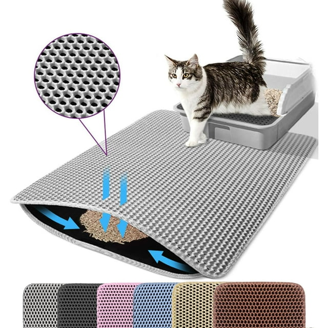 Alfombrilla de arena para gatos Petinstinct de doble capa, color gris