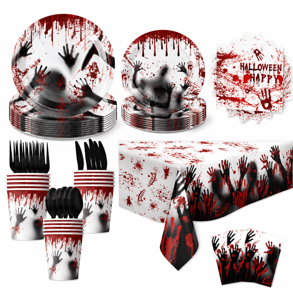 GARDVORA Halloween Party Supplies Horror Halloween Birthday Party Decorations And Tableware Clearance