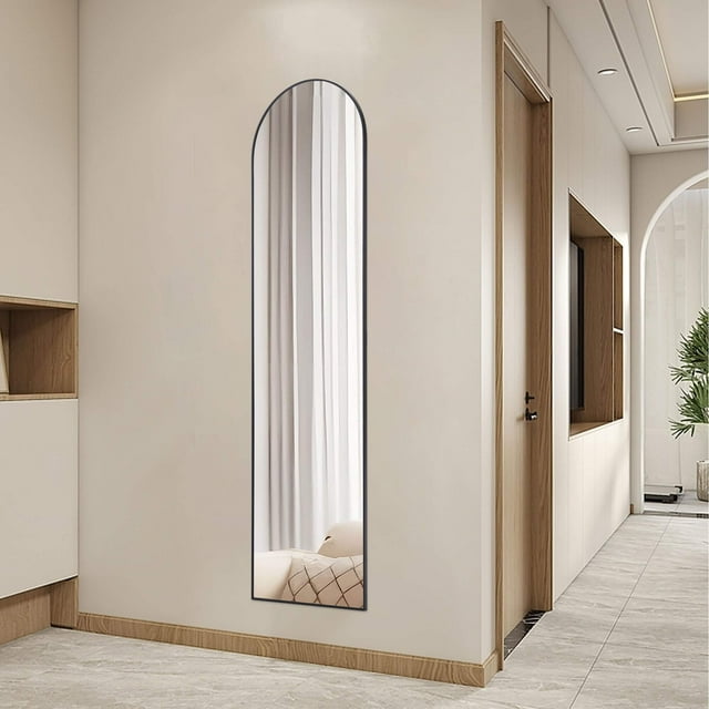 Kepooman Arch Mirror Full Length, 16" x 59" Floor Mirror with Stand, Aluminum Alloy Frame Full Body Mirror, Standing Hanging or Leaning Against Wall for Bedroom and Living Room, Black Kepooman Arch Mirror Full Length, 16" x 59" Floor Mirror with Stand, Aluminum Alloy Frame Full Body Mirror, Standing Hanging or Leaning Against Wall for Bedroom and Living Room, Black