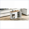 thumbnail image 2 of Kitchen Island with Foldable Countertop, Storage & Rolling Wheels | White | MDF,Rubber Wood, 2 of 26