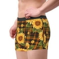 thumbnail image 2 of Yiaed Yellow Black Plaid Sunflower Print Men's Soft Cotton Boxer Shorts Breathable Boxers Underwear Moisture-Wicking Underwear Stretch Boxer Briefs for Man-Medium, 2 of 5