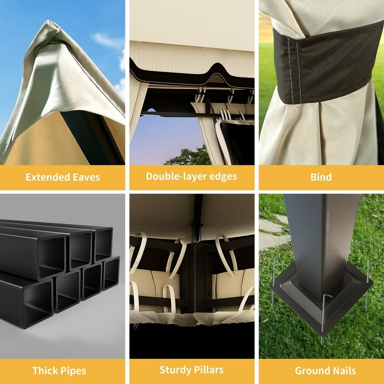 Dextrus 10' x 12' Outdoor Gazebo for Patios, Double Roof Dextrus 10' x 12' Outdoor Gazebo for Patios, Double Roof