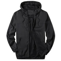 SWSMCLT Men's Winter Jacket Long Sleeve Outerwear Camo Printed Windbreaker Snow Hooded Fall Zip Up Drawstring Casual Black Large