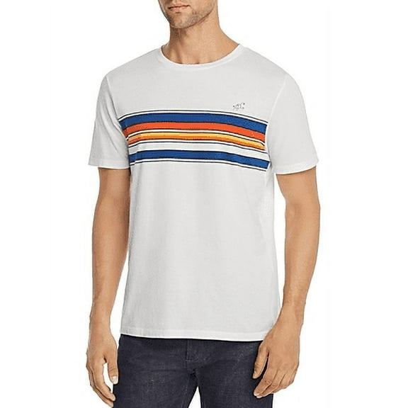 A.P.C. WHITE Berne Stripe Graphic Tee, US Medium