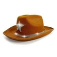 thumbnail image 5 of SUXIAN Christmas Sparkly Star Cowboy Hat for Kids Party Festival Sun Outdoor Play for Girls and Boys with Rhinestone Cowboy Hat Brown 4-10 Years, 5 of 5