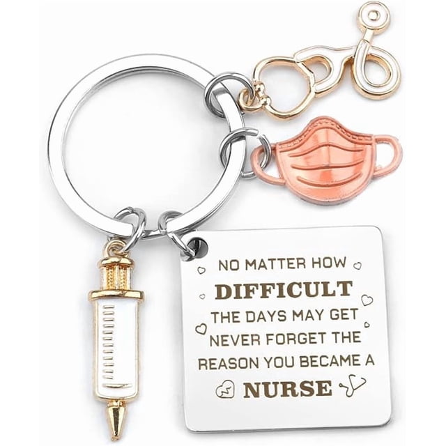 Nurse Graduation Gift Keychain Women Nurses Week Appreciation Presents Stainless Steel Jewelry