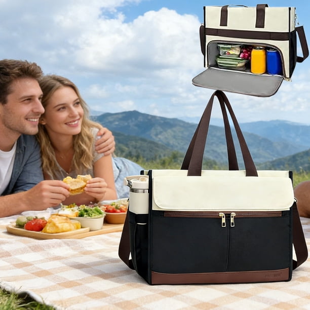 Bolsas de almacenamiento, loncheras para mujer, lonchera de 15.6 pulgadas para portátil con lonchera aislante y compartimento grande para portavasos, ideal para enfermeras, profesores, trabajo, oficin