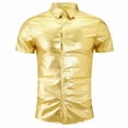 thumbnail image 3 of Mens Disco Shirt Sequin Party Outfit Short Sleeve Metallic Rave Button Shirt, 3 of 3