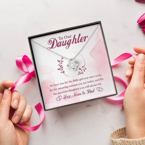 To Our Daughter Necklace, Daughter Gift, Love Knot Necklace Gift For Daughter, Necklace Gift For Daughter, Daughter Necklace From Parents