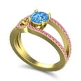 thumbnail image 2 of 2.50 Carat Round Shape Blue Topaz & Pink Sapphire Gemstone Elegant Bridal Ring for Ladies 18K Yellow Gold Size 6 by Diamond-Capitals, 2 of 8