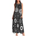 thumbnail image 2 of Black and White Floral Print - Cute Flowers // Version // Long Dress prom dress Dress, 2 of 6