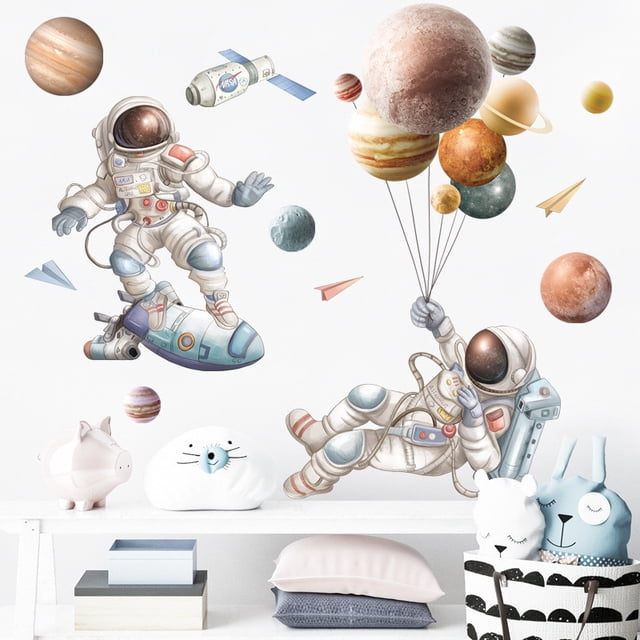 Vinil Decorativo Astronauta Dara Baby Nave Planetas Cuarto Niño Bebé