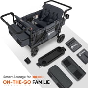 Sekey 4 Seater Stroller Wagon for Kids,Adjustable Push Handles, Removable Canopy, Snack Tray & Cooler