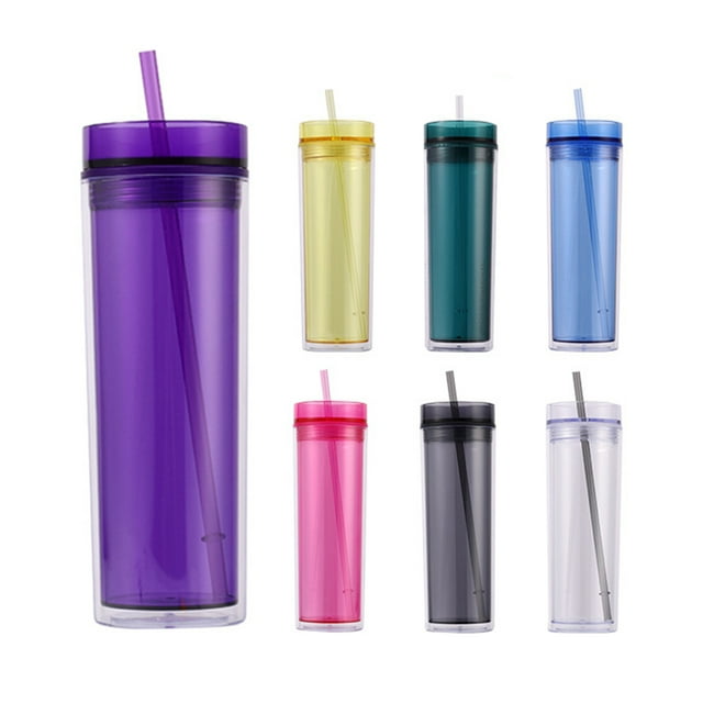 ABS Double-layer Straw Anti Cover Color Water Office Large To Clean Grade Office Portable Sports Cup Grip Hydration Capacity black