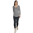 thumbnail image 5 of Inkmeso Womens Basic U-neck T-shirt Full Sleeve Summer Long Tee Workout Top, 5 of 7