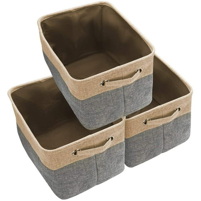 Juego de contenedores de almacenamiento con asas dobles, caja de almacenamiento, organizador plegable y espacio de almacenamiento MFZFUKR DCF408-3