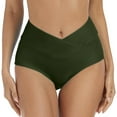 thumbnail image 1 of B91xZ Bas de Bikini pour Femme, devant Torsadé, Maillot de Bain Échancré, Bas de Maillot Froncés, Vert m, 1 of 4