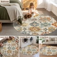 thumbnail image 6 of Farmhouse Morocco Large Area Rugs for Bedroom Living Room, Soft Non Slip Carpet Bedside Rug, Boho Abstract Shabby Texture Art Round Floor Cover Kitchen Accent Rug 4' for Dining Room/Office, 6 of 9