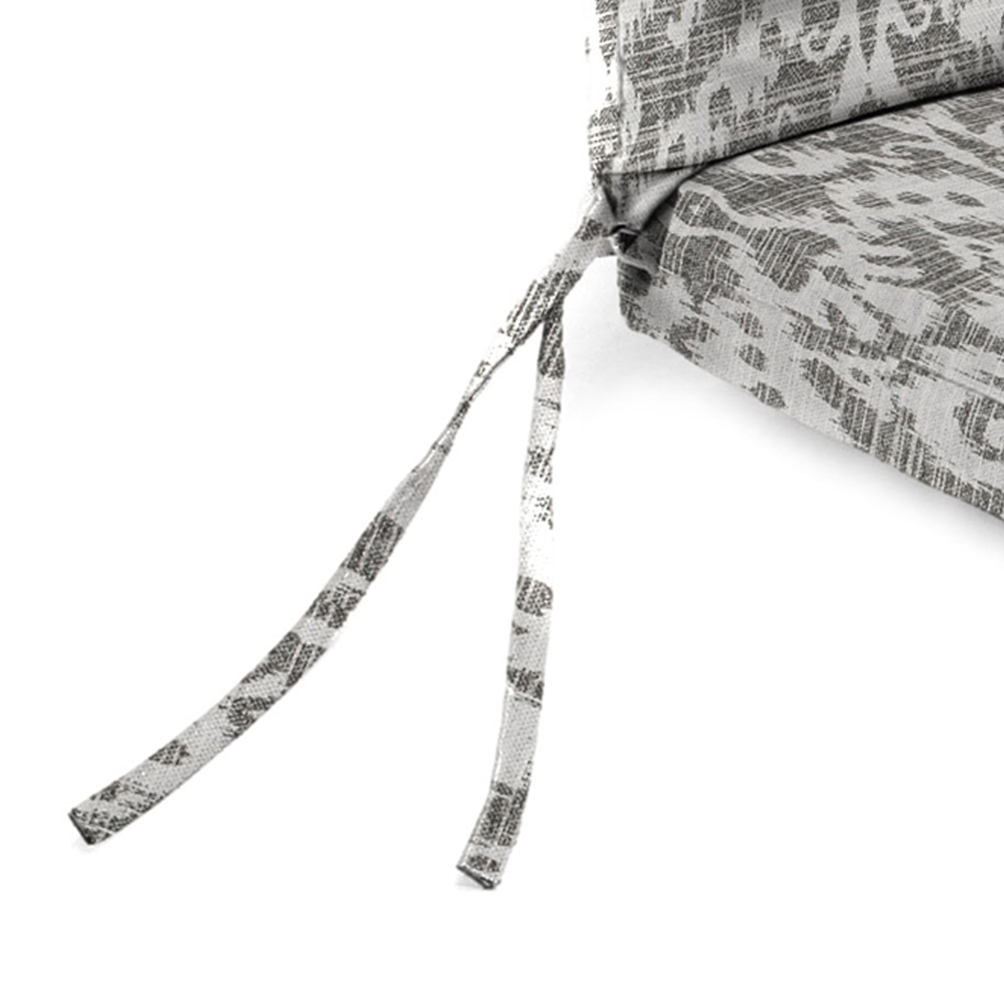 Jordan Manufacturing 44" x 21" Jeness Pewter Gray Damask Rectangular Outdoor Chair Cushion with Ties and Hanger Loop (2 Pack)