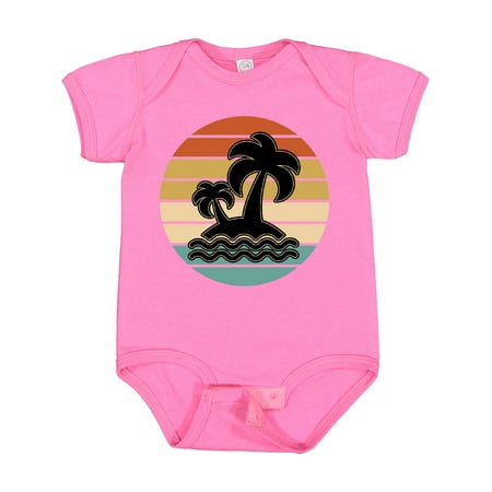 

Inktastic Retro Sunset Palm Trees Tropical Vacation Boys or Girls Baby Bodysuit