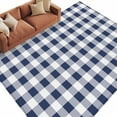 thumbnail image 3 of 5x7 Area Rugs, Navy Blue White Plaid Non-Skid Rubber Backing Large Rectangle Rugs - Living Room Bedroom Home Office, Farmhouse Checkered Buffalo Indoor Floor Mat Carpets Washable Rug, 3 of 9