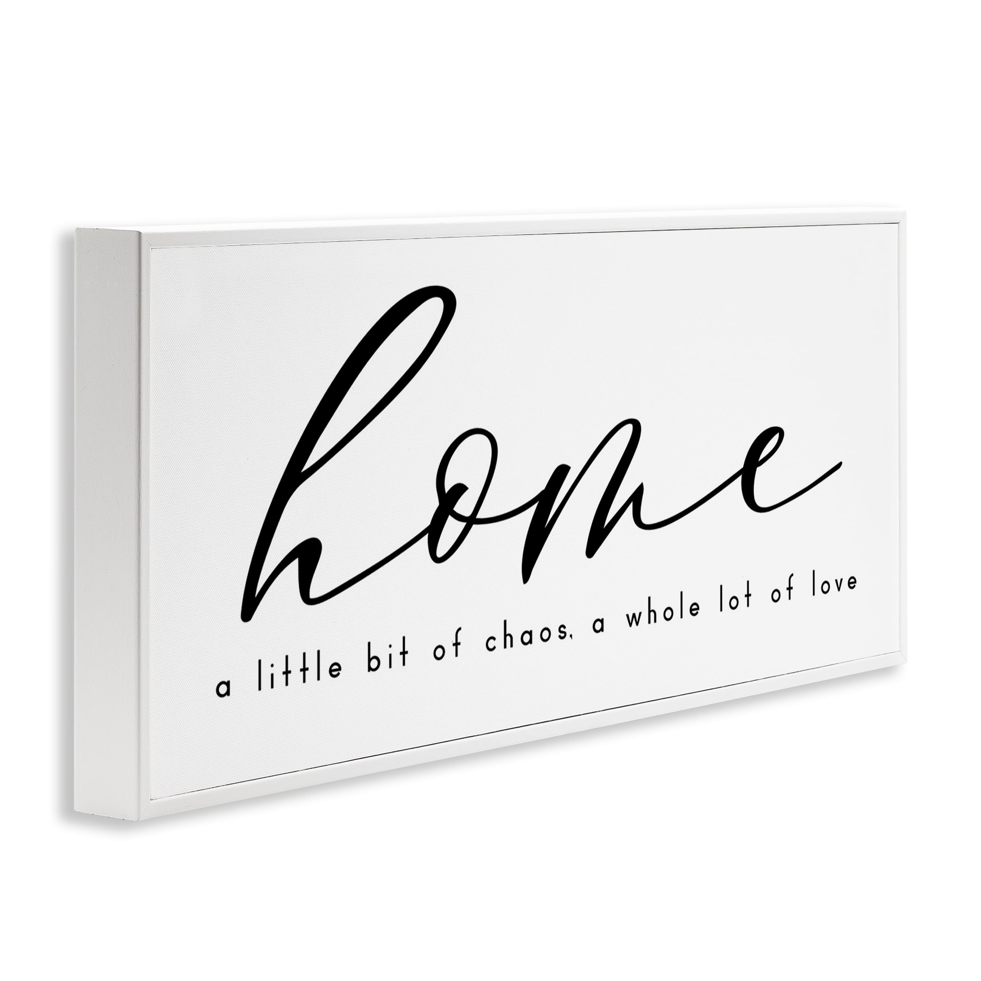 Stupell Industries Chaos & Love Phrase Typography Painting White Framed Art Print Wall Art, 24 x 10