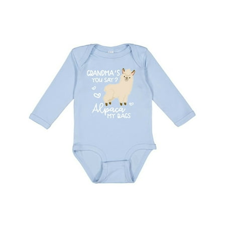 

Inktastic Grandma s You Say Alpaca My Bags Gift Baby Boy or Baby Girl Long Sleeve Bodysuit