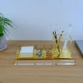 thumbnail image 4 of Acrylic Desk Organizer 4-Piece Desk Kit + Free Complimentary Acrylic Ruler, Desktop Organization for Office or Home (Gold), 4 of 6