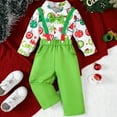 thumbnail image 3 of GYRATEDREAM Baby Toddler Baby Boys Christmas Gentleman Outfit Bow Tie Shirt+ Suspender Pant Clothes Sets Infant Dress Suit Wedding Outfit for 4-5Y Green, 3 of 7