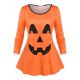 thumbnail image 2 of Tallas grandes Halloween calabaza cara impresión pijamas a rayas conjunto Rosegal  Pijamas y Batas Tallas Grandes, 2 of 5