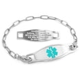thumbnail image 1 of MedicEngraved Stainless Steel Custom Medical Alert Bracelet - 4mm Paperclip Link, 1 of 7
