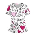 thumbnail image 2 of Valentine's Day Womens Scrub Top V Neck Cute Heart Printed Scrub Tops Valentine's Day Scrubs Tops Working Nurse Uniforms with Pockets, 2 of 4