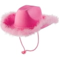 thumbnail image 1 of Sombrero de Vaquera Rosa con Plumas - Sombrero de Vaquero para Mujeres, Adolescentes con ala de Plumas esponjosas, Fiesta de Disfraces temática, Disfraces para Juegos de rol, Talla para Adul, 1 of 5