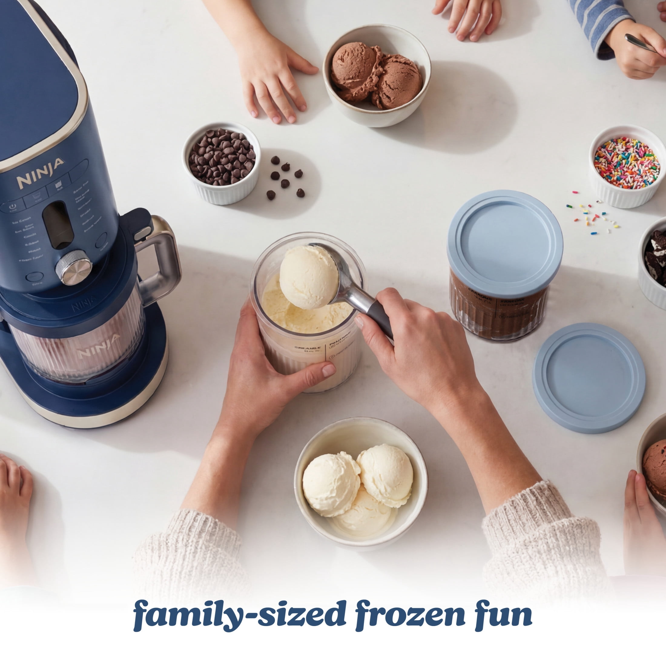 Ninja Creami XL Ice Cream Maker, Sorbet, Milkshakes, Frozen Yogurt, Dairy Free, 11 One-Touch Programs, (2) 24 Oz Family-Sized Tubs & Lids, NC601 Navy