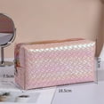 thumbnail image 2 of Hukapapa Bolso cuadrado para mujer con patrón tejido a cuadros sinfónico nacarado, bolsa de almacenamiento de cosméticos, color rosa, 2 of 6