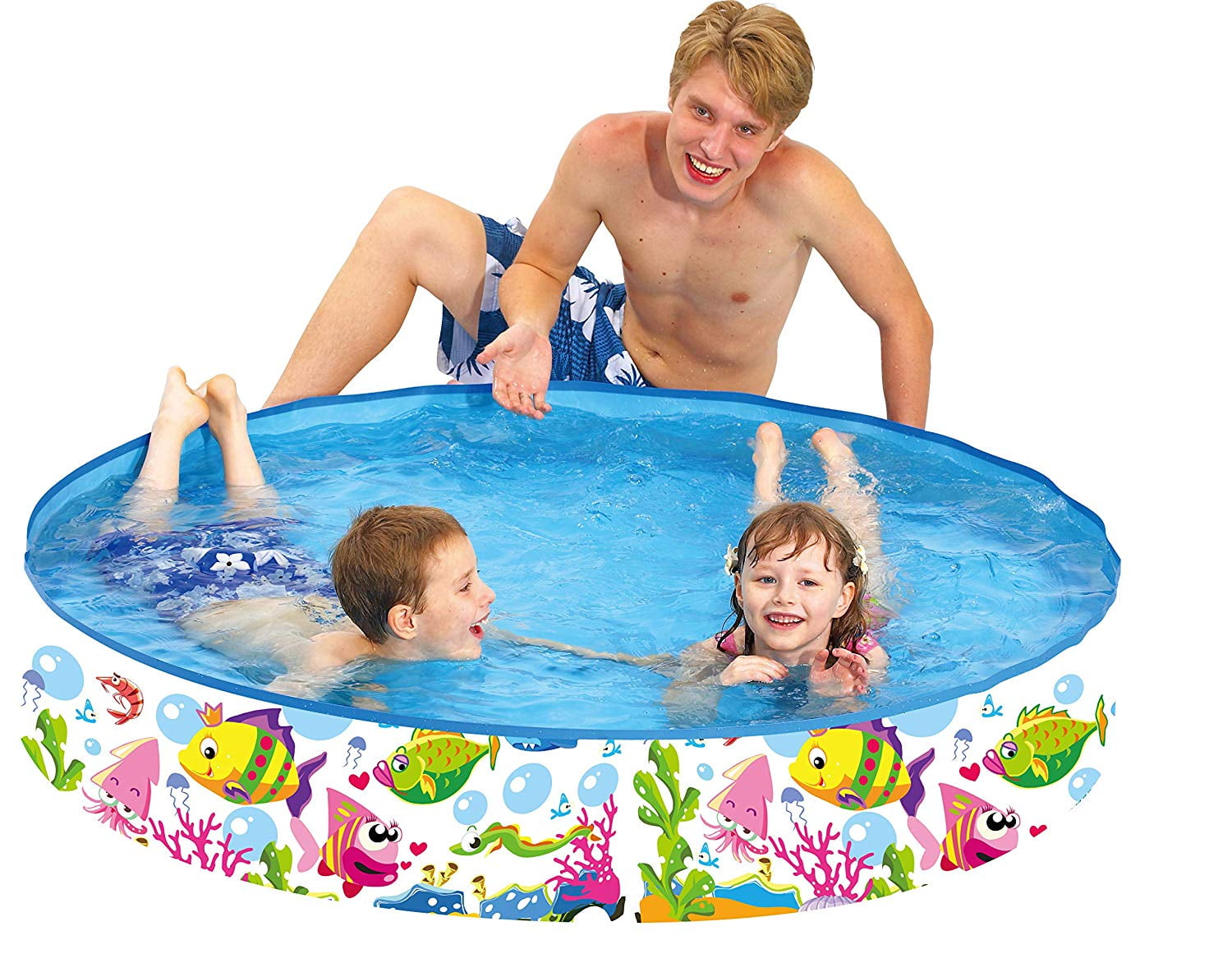 INTEX Inflatable Crystal Blue 3 Ring Paddling Swimming Kids Large Pool 58" x 13" 